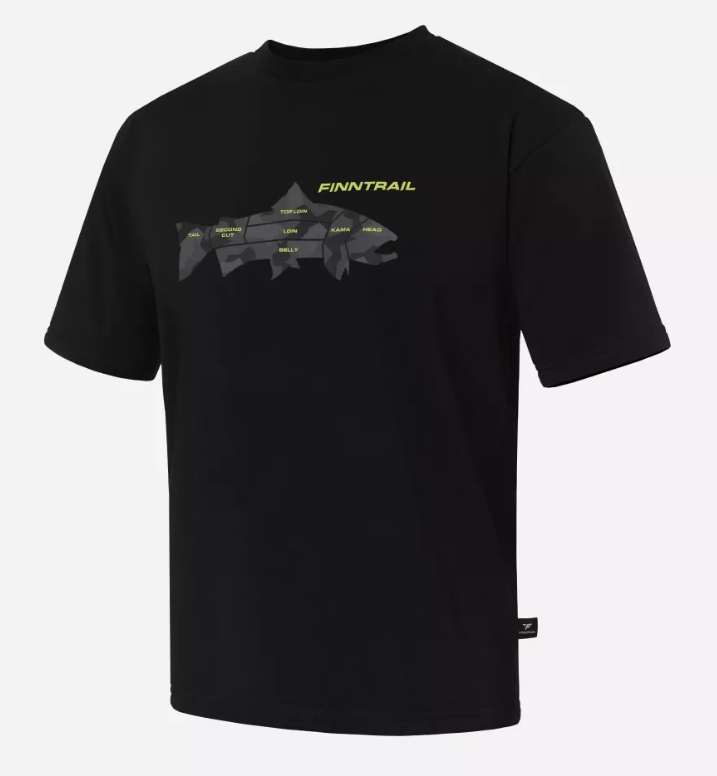 Футболка FINNTRAIL Big Fish Black Yellow 2025 Футболка FINNTRAIL Big Fish Black Yellow 2025