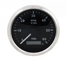 Прибор контроля оборотов двигателя (тахометр) 0-6000 об/мин. со счетчиком моточасов KUS/Tainor черны
