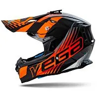 Шлем кроссовый VEGA V-FLO Black Orange White 2024