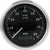 Прибор контроля оборотов двигателя (тахометр) 0-8000 об/мин. со счетчиком моточасов KUS/Tainor черны