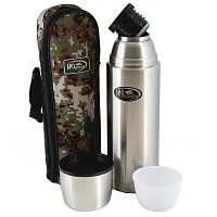 Термос "БИОСТАЛЬ-ОХОТА" (узкая горловина/2 чашки/пробка с ситечком 1,60 л) (Зеленый)