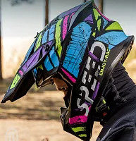 Шлем кроссовый WLT 127 Black Blue Geen Matt 2026