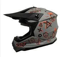 V Шлем детский кроссовый SPARX Jet Graffity WS-905 Grey Orange 2026