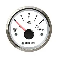 Прибор контроля давления масла 0-5 бар (10-184 Ом) Marine Rocket белый