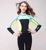Гидрокостюм длинный HISEA M008 2021 черный/салатный/голубой 2022