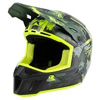 Шлем кроссовый KLIM F3 Carbon Helmet ECE Unruly Kombu Green-Hi-Vis 2025