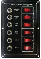 Панель электрическая 6 переключателей с подсветкой 