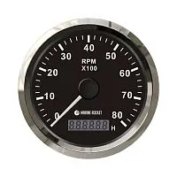 Прибор контроля оборотов двигателя (тахометр) 0-8000 об/мин. со счетчиком моточасов Marine Rocket