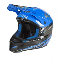 Шлем кроссовый KLIM F3 Carbon Pro Helmet ECE Thrashed Electric Blue Lemonade - Metallic Silver 2025