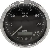 Прибор контроля оборотов двигателя (тахометр) 0-7000 об/мин. с аварийной сигнализацией KUS/Tainor че