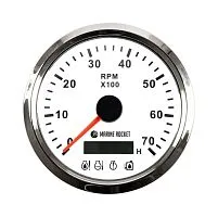 Прибор контроля оборотов двигателя (тахометр) 0-7000 об/мин (белый циферблат) Marine Rocket