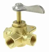 Кран топливный 3 -х позиционный латунь 3/8