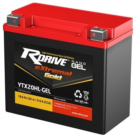 Аккумулятор RDrive Extremal Gold YTX20HL-GEL Аккумулятор RDrive Extremal Gold YTX20HL-GEL