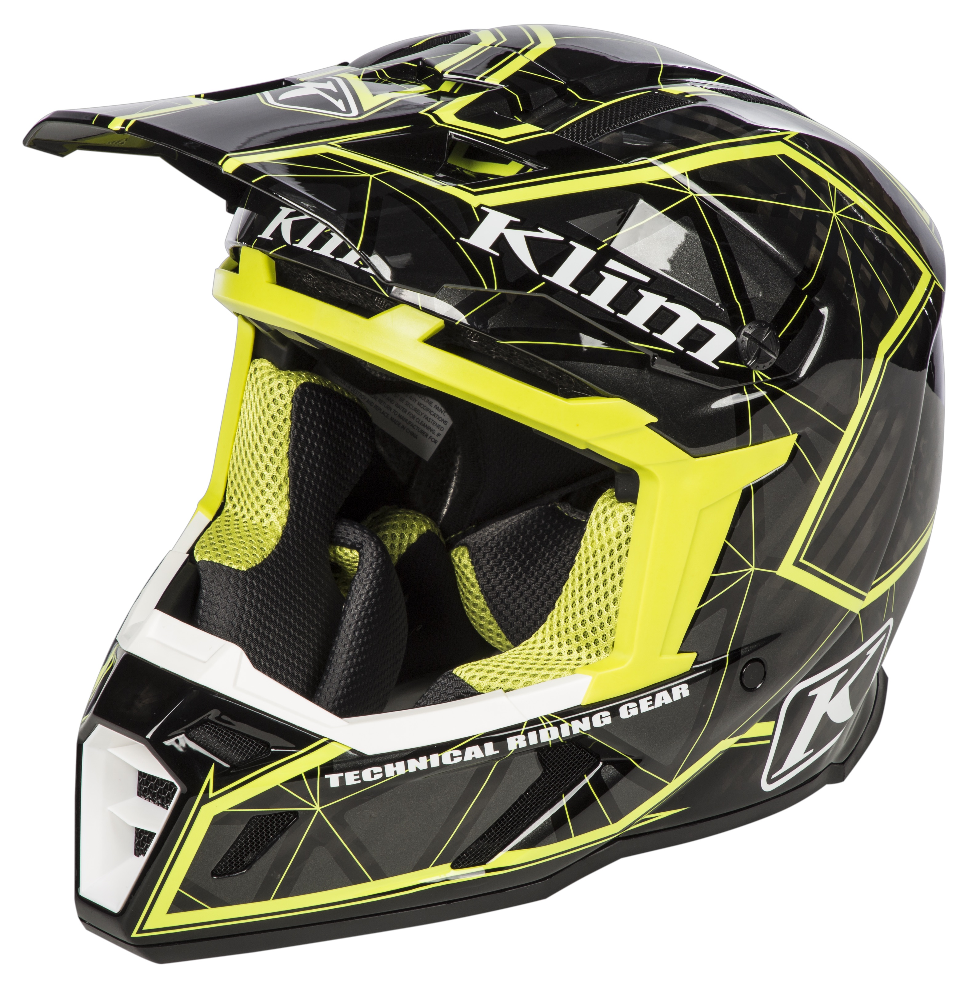 Шлем кроссовый KLIM F5 Black Green 2021 Шлем кроссовый KLIM F5 Black Green 2021