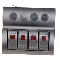 Панель электрическая 4 переключателя влагозащищенные с индикаторами Skipper  Панель электрическая 4 переключателя влагозащищенные с индикаторами Skipper