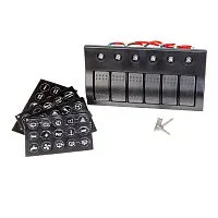 Панель электрическая 6 переключателей влагозащищенные с индикаторами Skipper  Панель электрическая 6 переключателей влагозащищенные с индикаторами Skipper